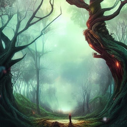 Fantastical Fallen Tree Matte Painting in 8k