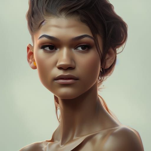 Zendaya Portrait in Hyperdetailed Digital Art Style