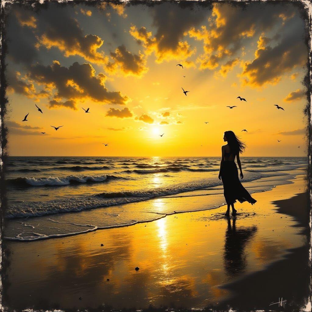 Walking barefoot on the shore,
Hypnotized by the ocean roar