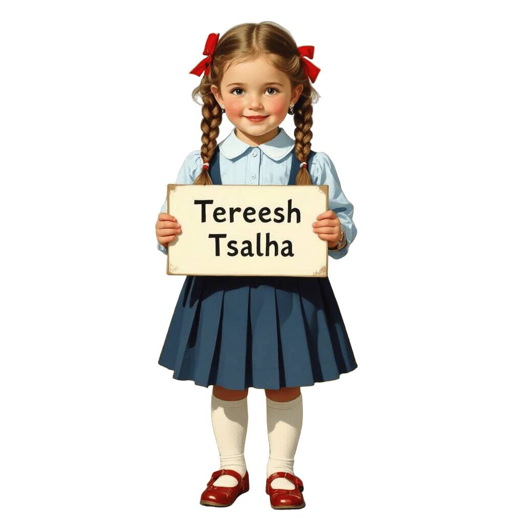 Sweet Orthodox Jewish Girl with Braids and Red Ribbons