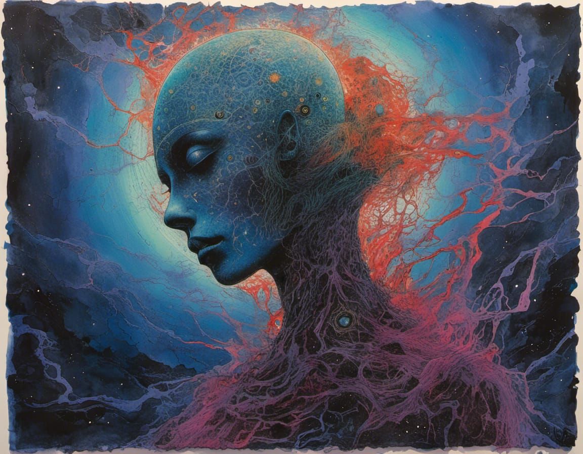 Surreal Nebula in Alcohol Ink Style