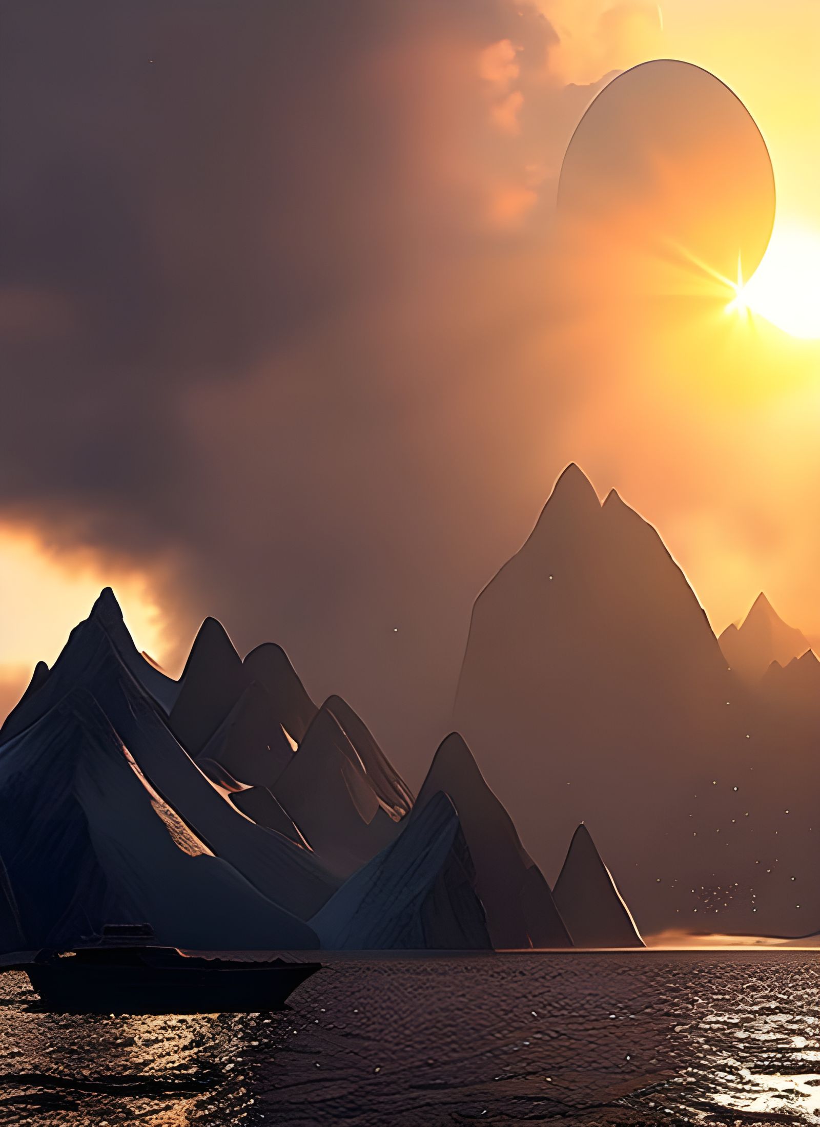 Sinking Yacht: Hyperrealistic Digital Matte Painting