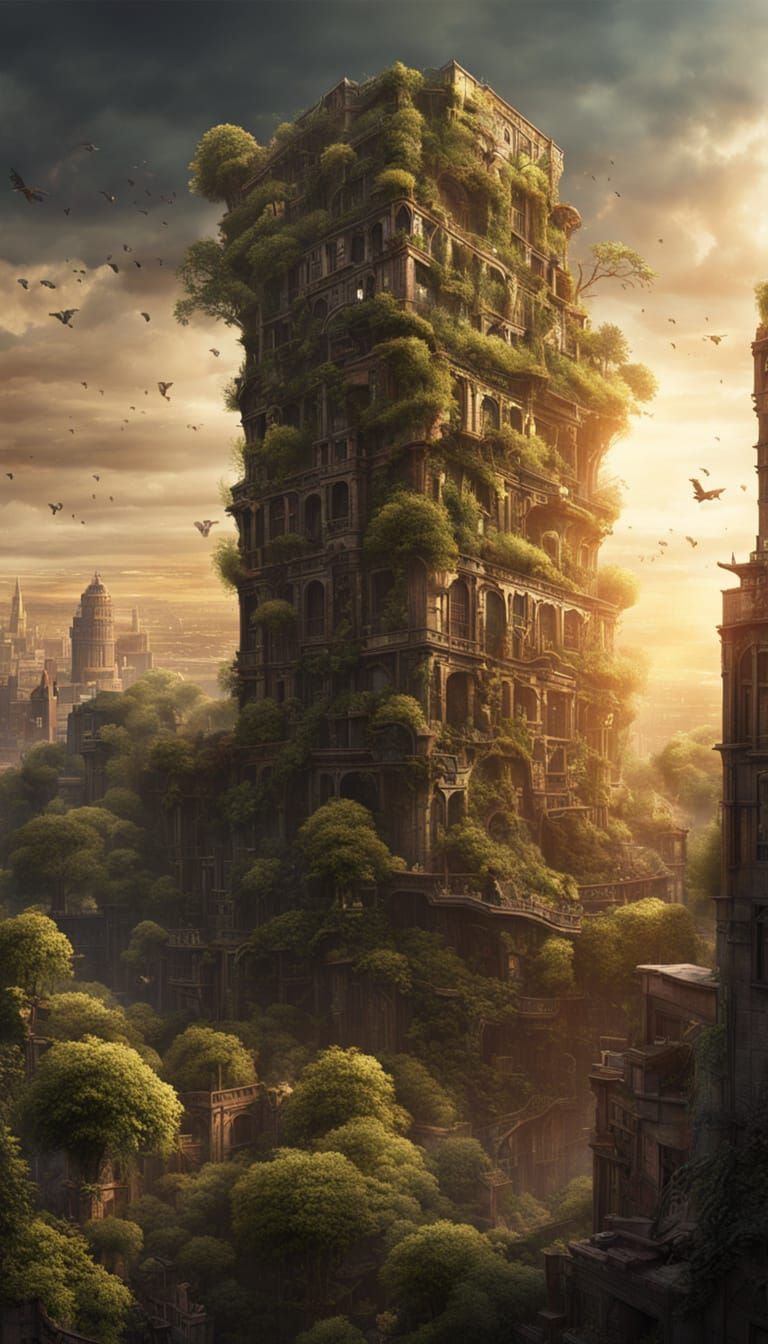 Epic Steampunk Apocalypse: Tower of Babel in Ruin