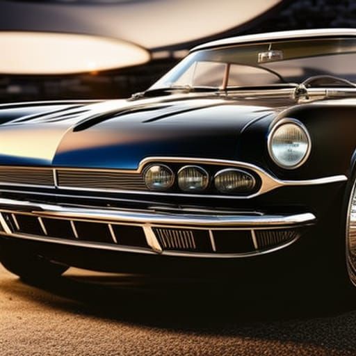 Shiny Classic Car in Showroom: Digital Matte Painting