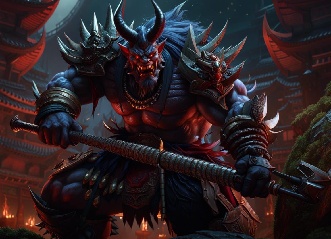 Detailed Oni Ogre with Spiked Club
