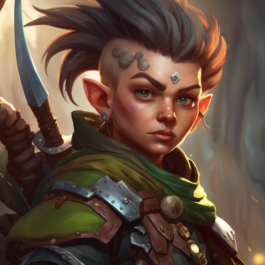 Halfling Rogue Portrait with Booming Blade