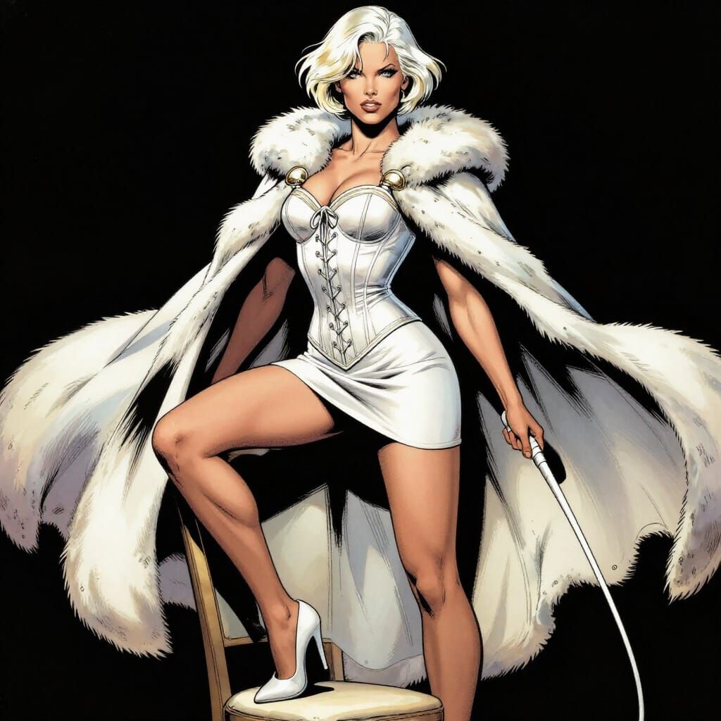 Emma Frost Comic Style Portrait in White Corset