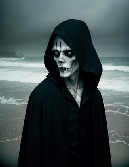 Grim Reaper Portrait in Gothic Surrealism Style