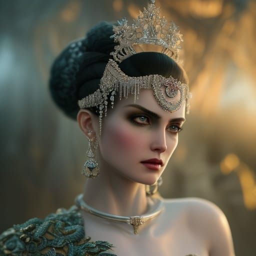 Ice Queen in Hyper-Detailed Digital Illustration