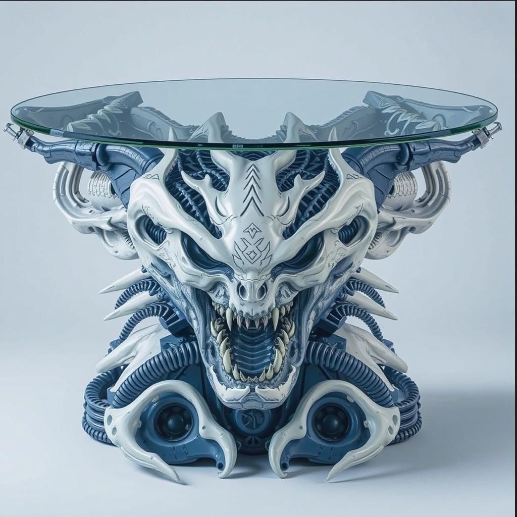 Alien vs Predator Skulls on Ancient Table