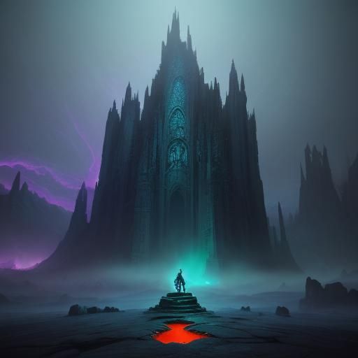 Smoking Cat on Throne in Dark Surrealism Style