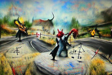 Devil's Crossroads Serenade: A Hyperrealistic Acrylic Art