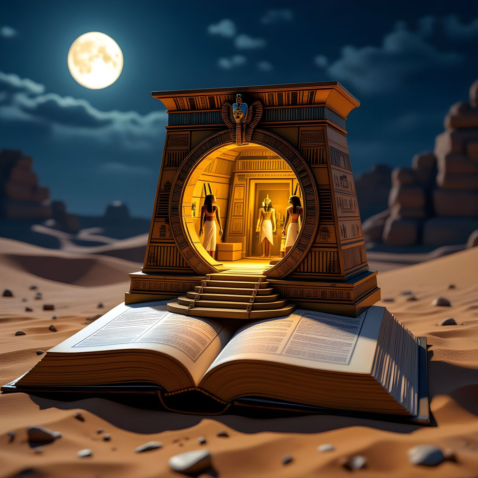 Steampunk Egyptian Diorama Portal in Ancient Book