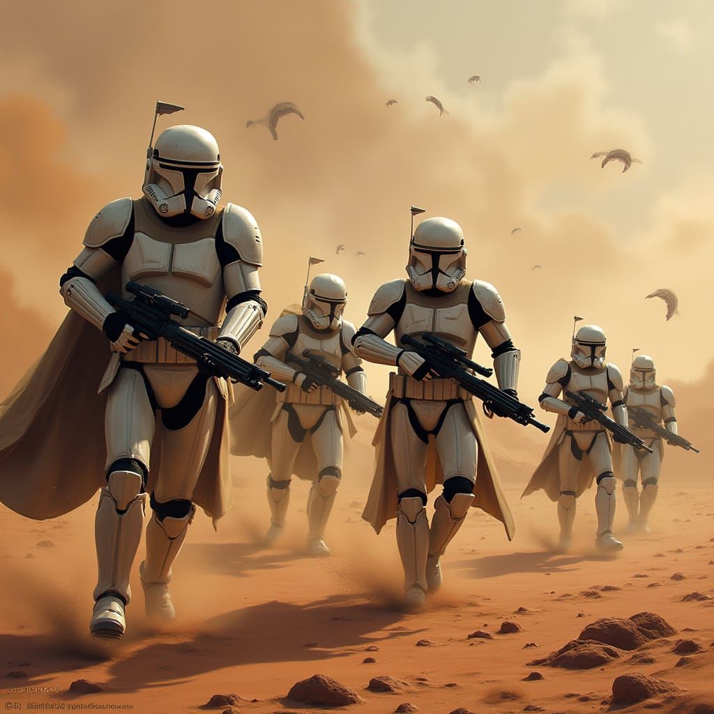 Epic Battle of Geonosis in Sci-Fi Style