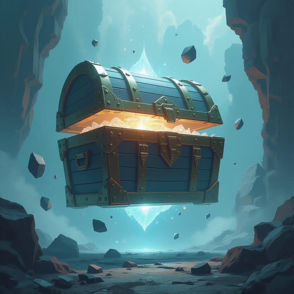 Crystalline Treasure Chest Floating in the Void