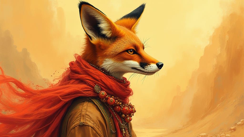 Desert Fox in Surreal, Earthy Attire