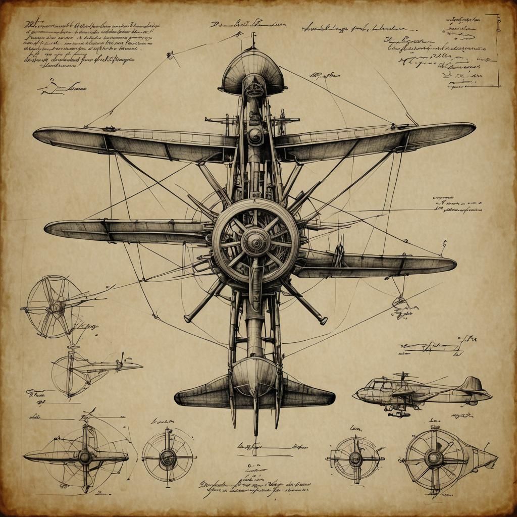 DaVinci Inspired Flying Machine Drawing