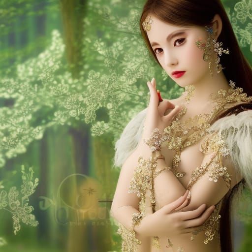 Ying & Yang Elves in Art Nouveau Wonderland