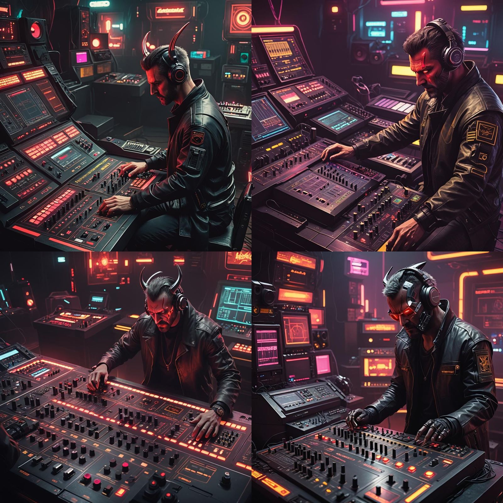 Devil Creates Metal Music in Cyberpunk Style