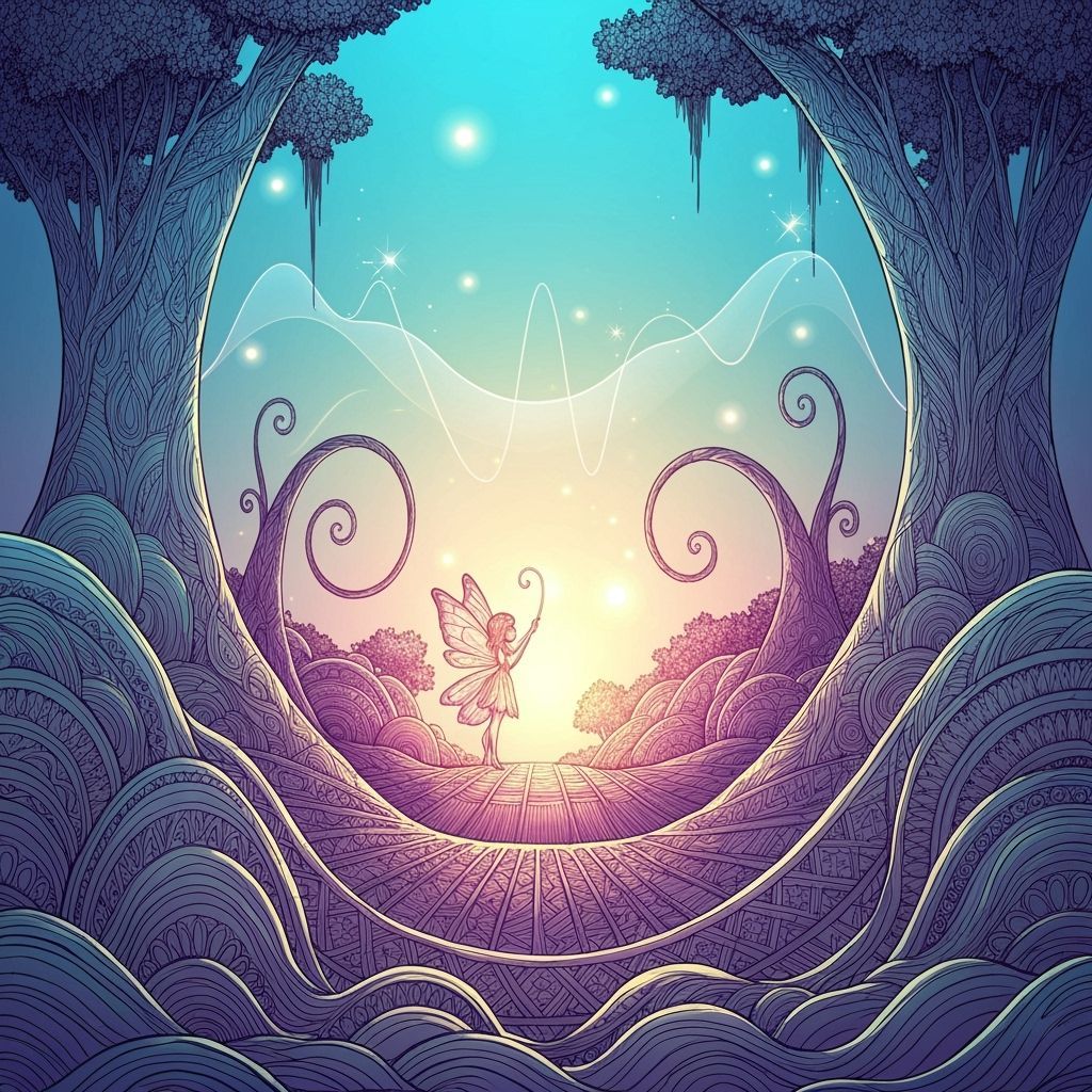 Whimsical Fairy Wonderland with Fractal and Comic Art Style