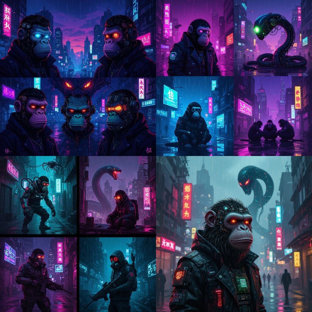Cyberpunk Bored Apes Face Dystopian Threat in NFT Art