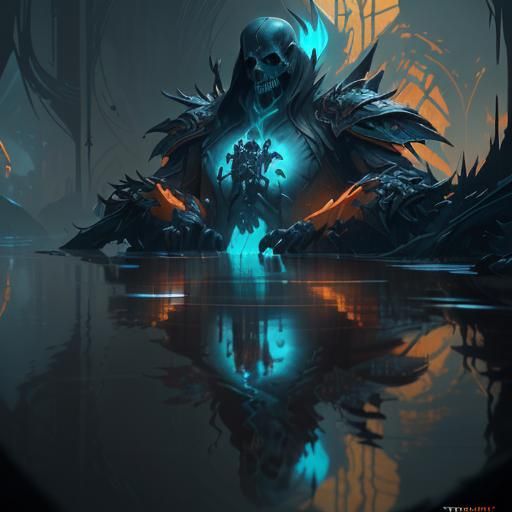 Death Contemplates Reflection: Hyperdetailed Digital Art