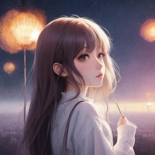 Anime Girl in Rain: Inspirational Illustration