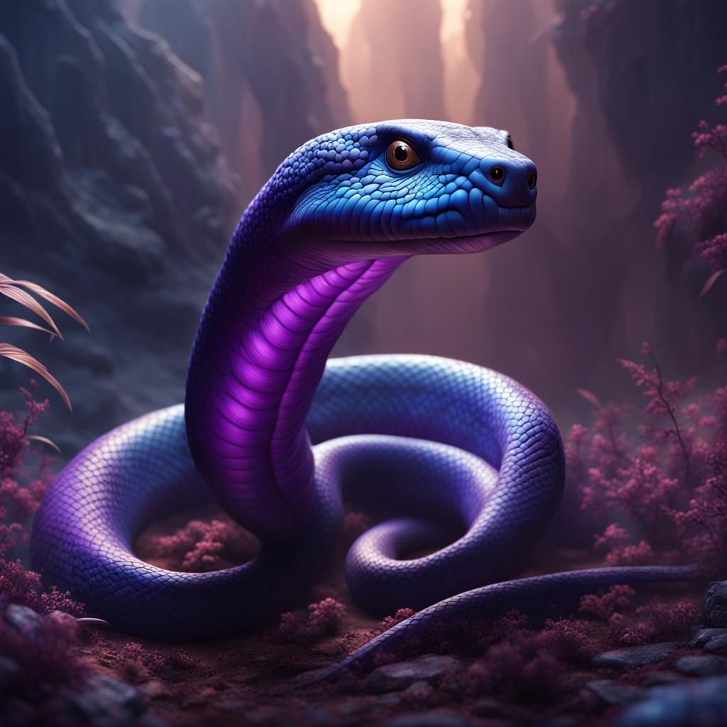 Purple and Blue Australian Taipan Fantasy Art