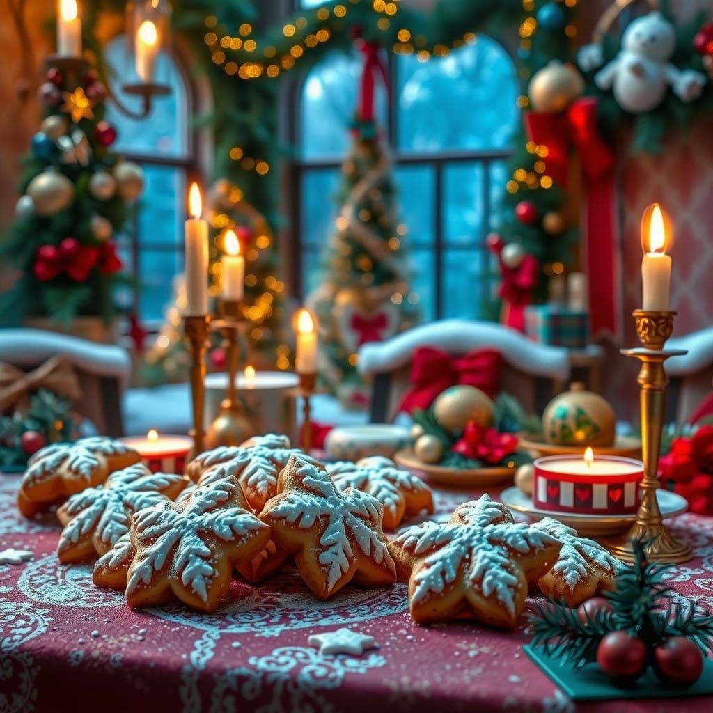 Traditional Greek Christmas Cookies in Winter Wonderland Sce...