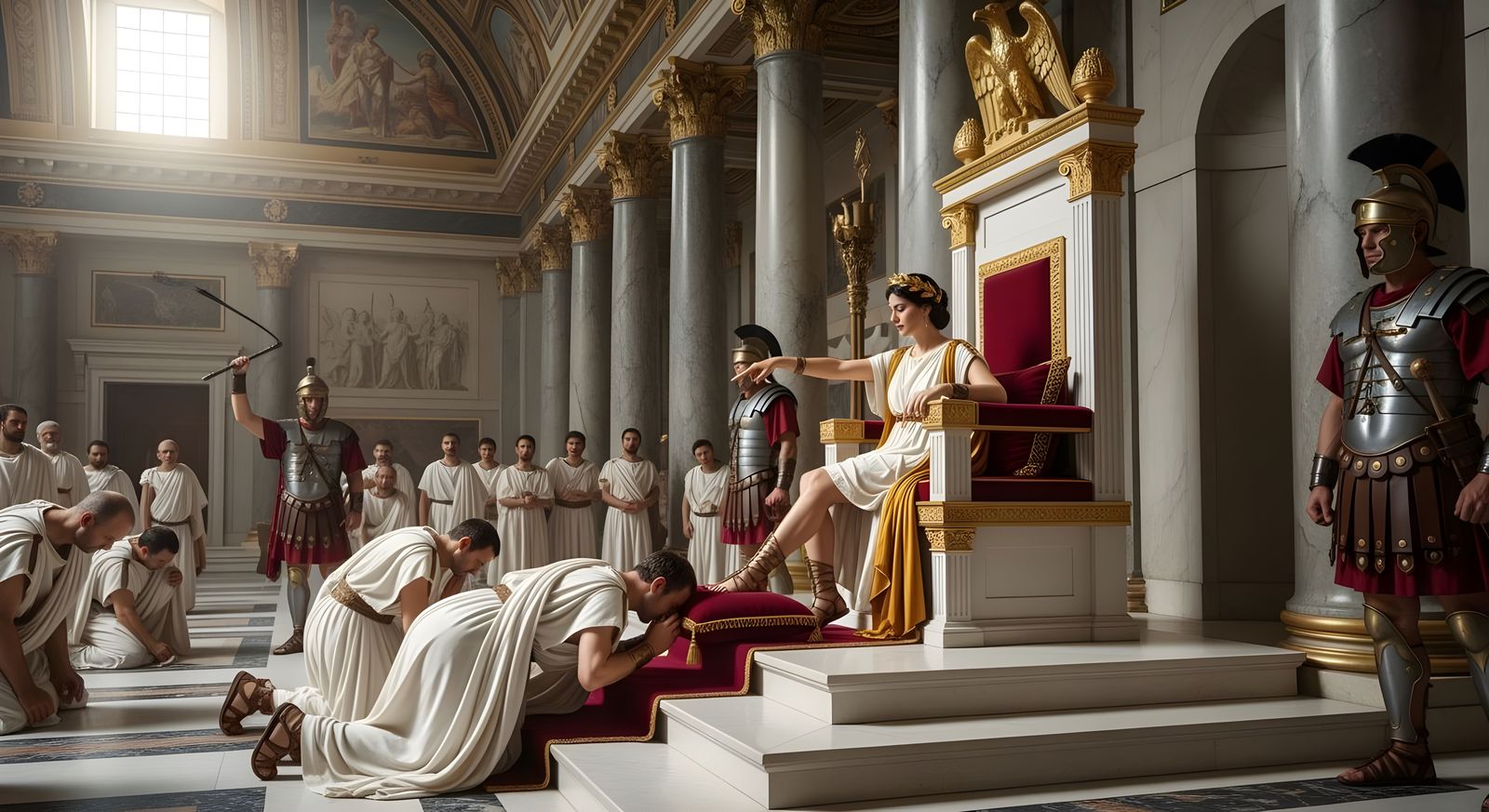 Empress Messalina in Lavish Roman Palace Throne Room
