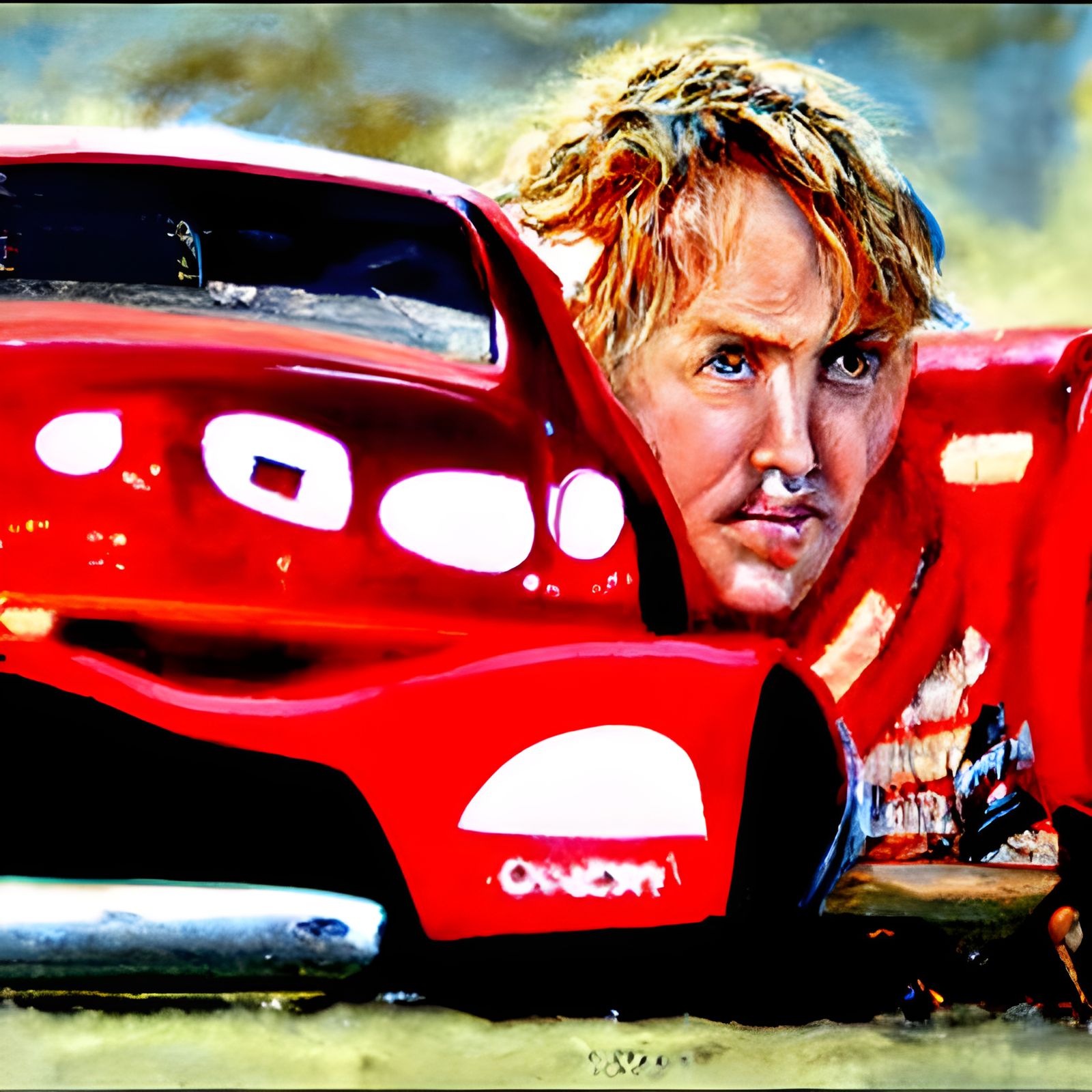 Red Car Man: Oil Painting in Gurney Style