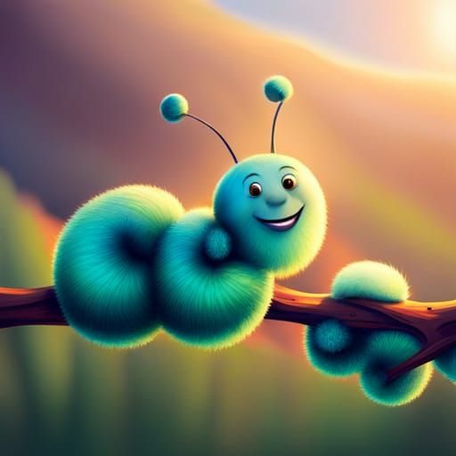 Happy Caterpillar Animated in Bugs Life Style