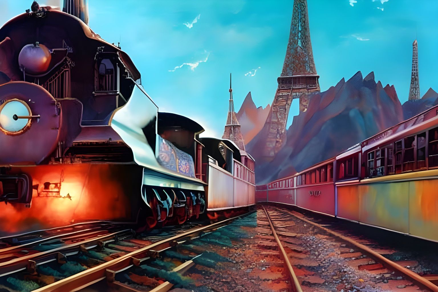 Detailed Cityscape with Hyperdetailed Trains and Railway