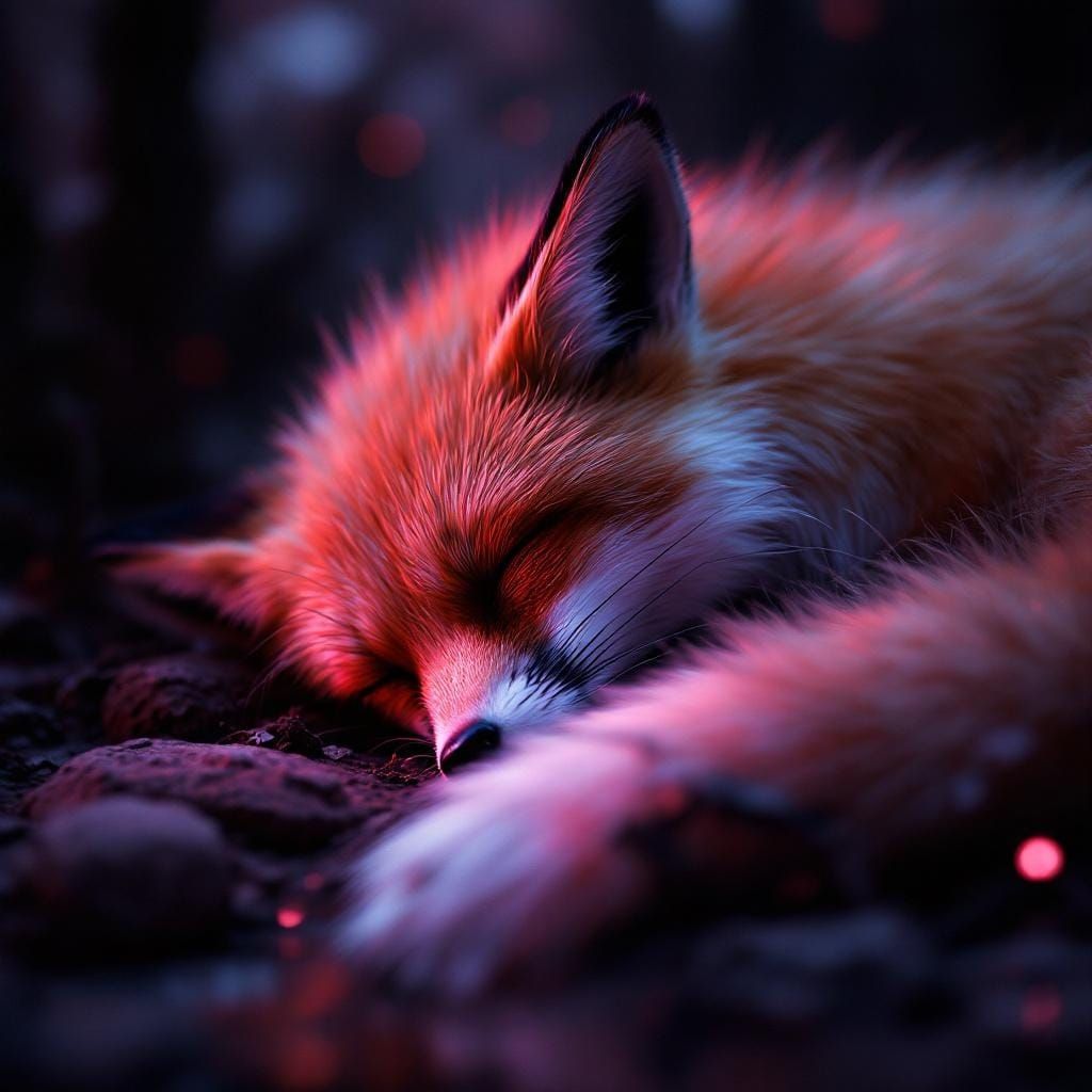 Sleeping Fox in Photorealistic Digital Art