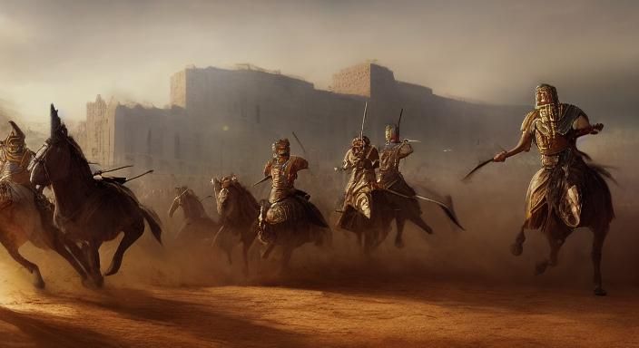 Epic Battle of Antiquity: Detailed Matte Painting