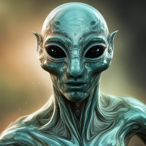 Hyperrealistic Alien Reptilian Head Made of Mirrors