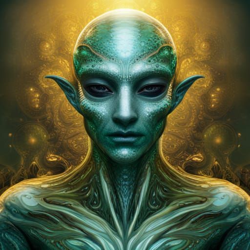 Detailed Alien Reptilian Head in Hyperrealistic Style