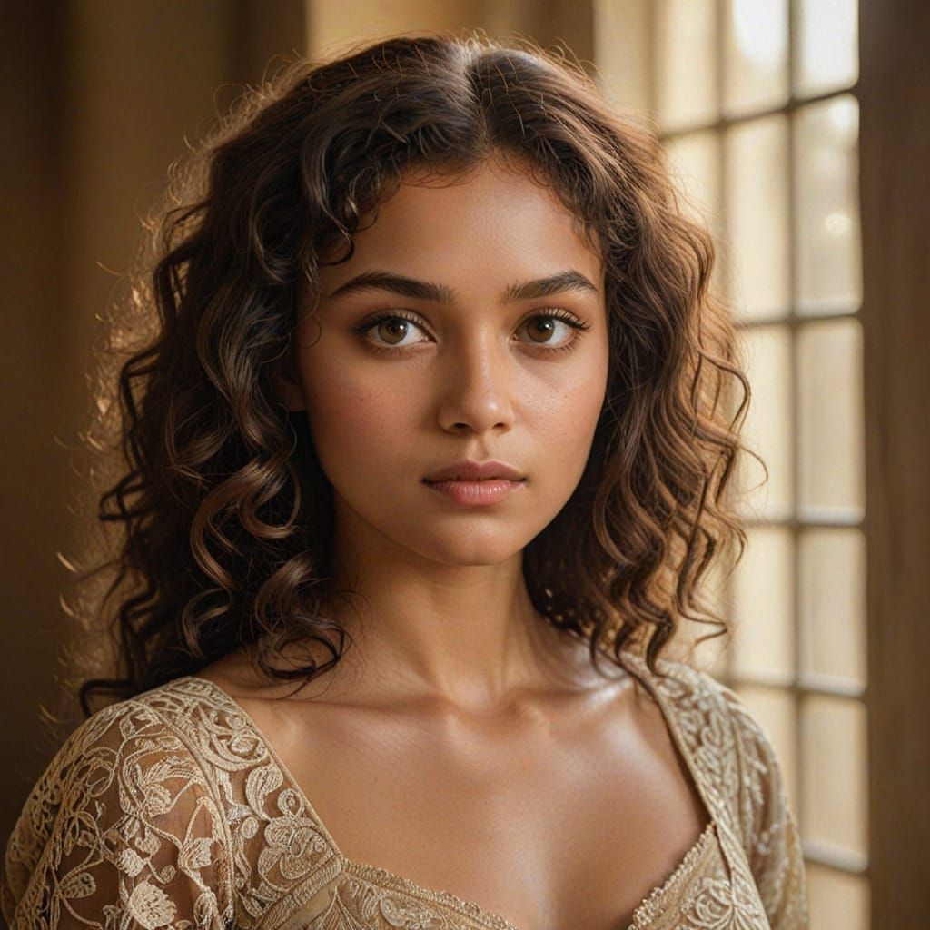 Captivating Portrait of a Woman in Golden Light