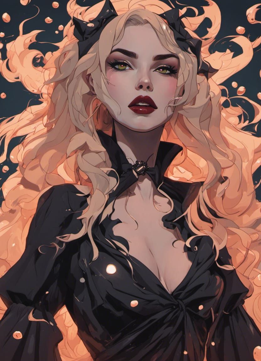 Gothic Vampire with Slime in Disney Animation Style