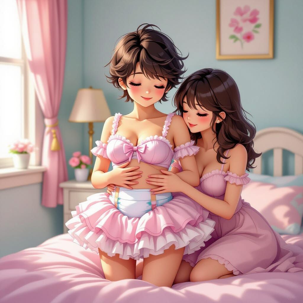 Pastel Bedroom Scene in Audrey Kawasaki Style