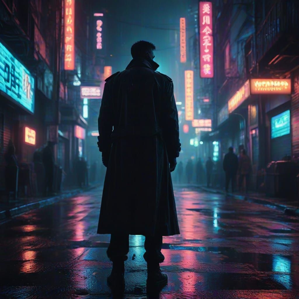 Cyberpunk Cityscape with Neon Reflections