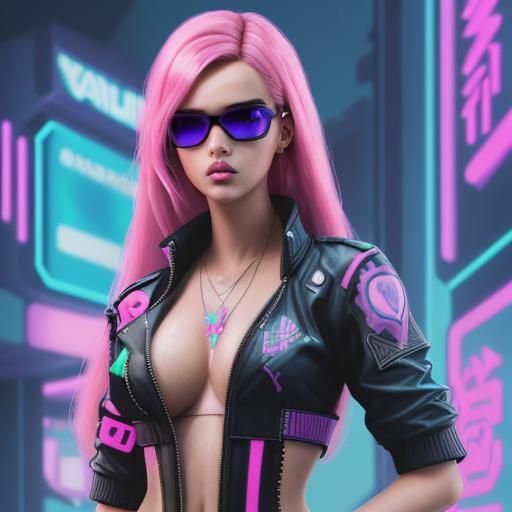 Vaporwave 2D Art with Malibu Barbie Elements