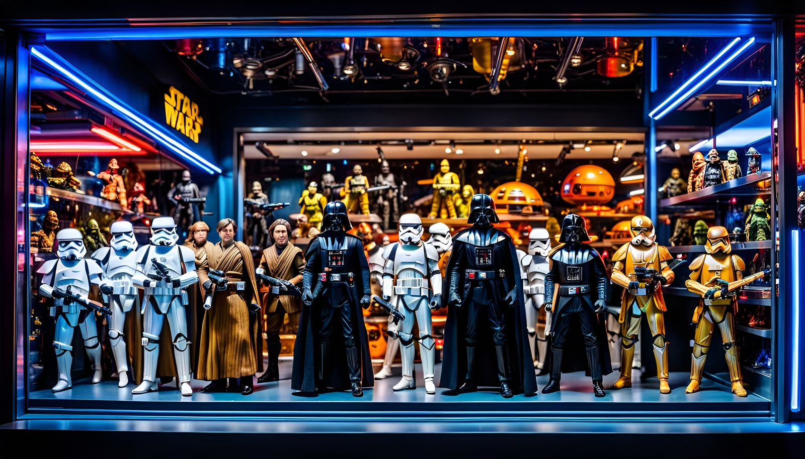 A Toy Shop Window Displaying Star Wars Action Figures