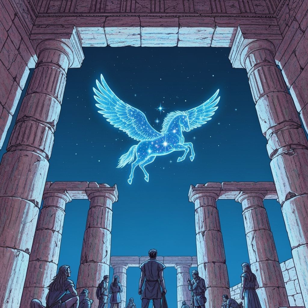 Winged Horse Hologram in Ancient Greek Temple