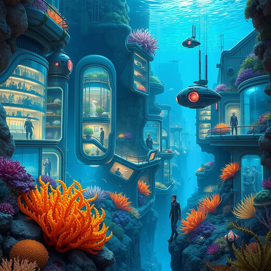 Futuristic Underwater City Concept Art