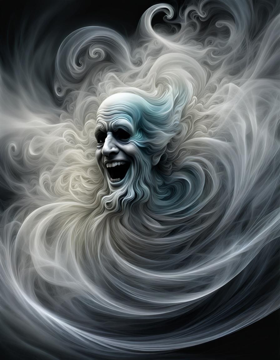 Laughing Christmas Ghost in Ethereal Fractal Art