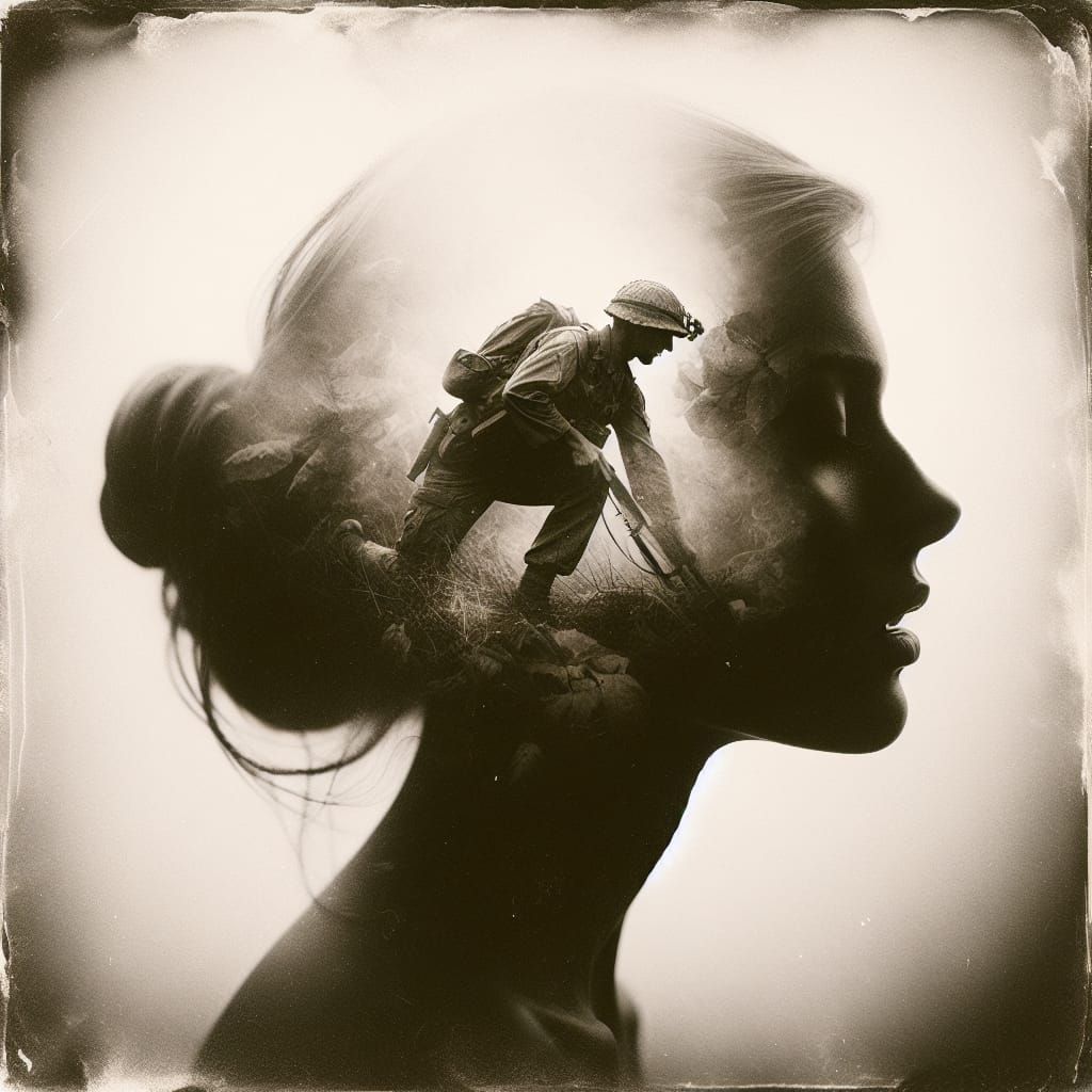 Surreal Double Exposure Portrait in Gum Bichromate Style