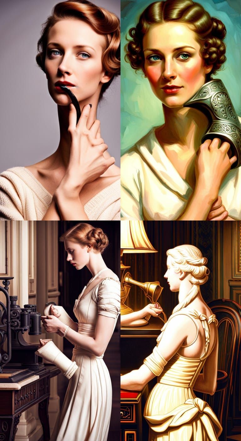 Woman with Cast Iron Design Elements