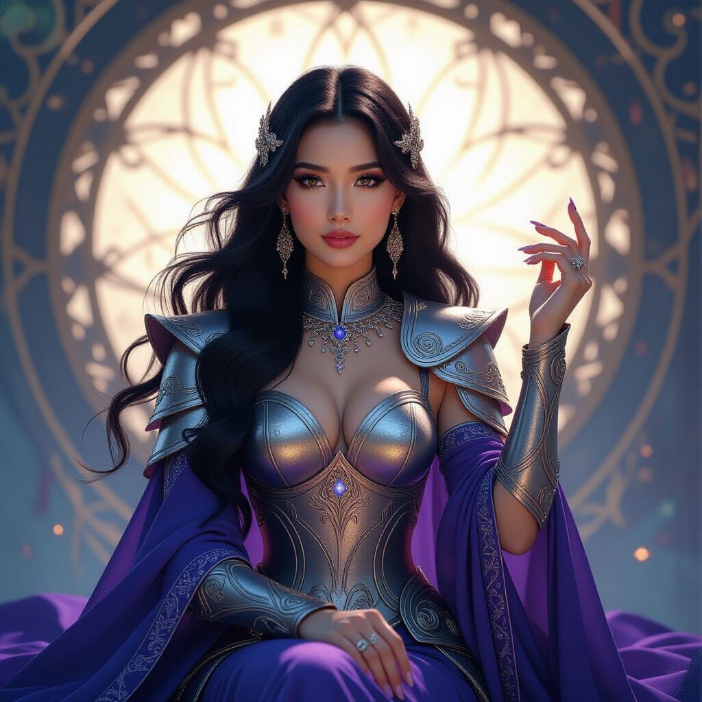 Malay Woman in Art Nouveau Style with Celestial Armor