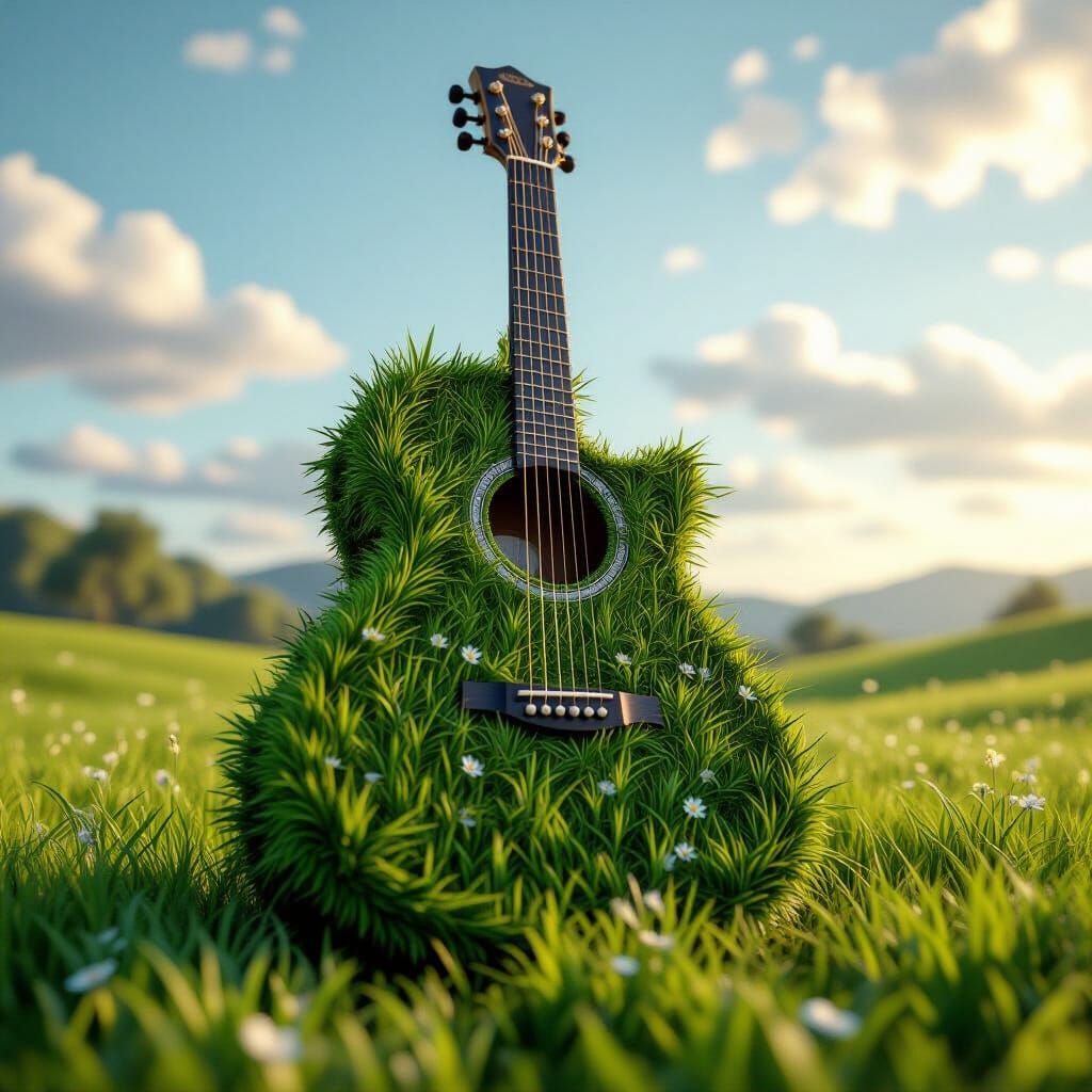 Grass Guitar: Fantastical Matte Painting in 8k